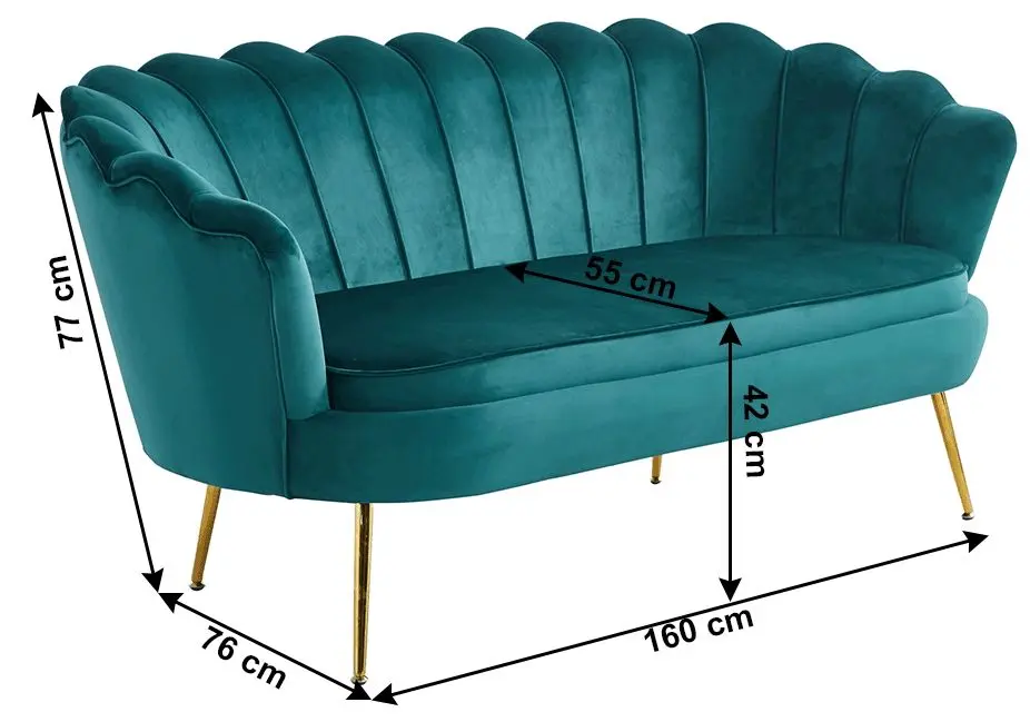 Canapea Tempo Kondela Noblin 160x76 (Emerald/Golden Chrome)