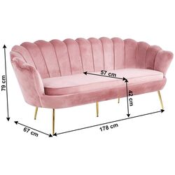 Canapea Tempo Kondela Noblin 67x178 (Pink/Golden Chrome) Thumb