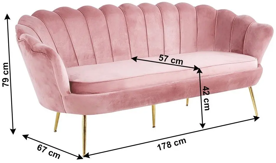 Canapea Tempo Kondela Noblin 67x178 (Pink/Golden Chrome) - 2