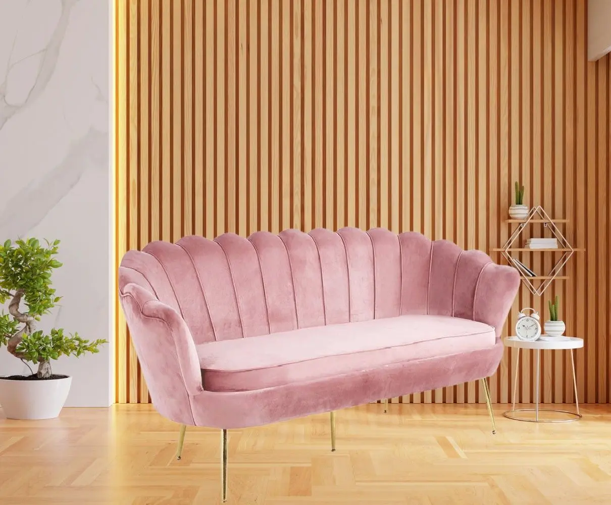 Canapea Tempo Kondela Noblin 67x178 (Pink/Golden Chrome)