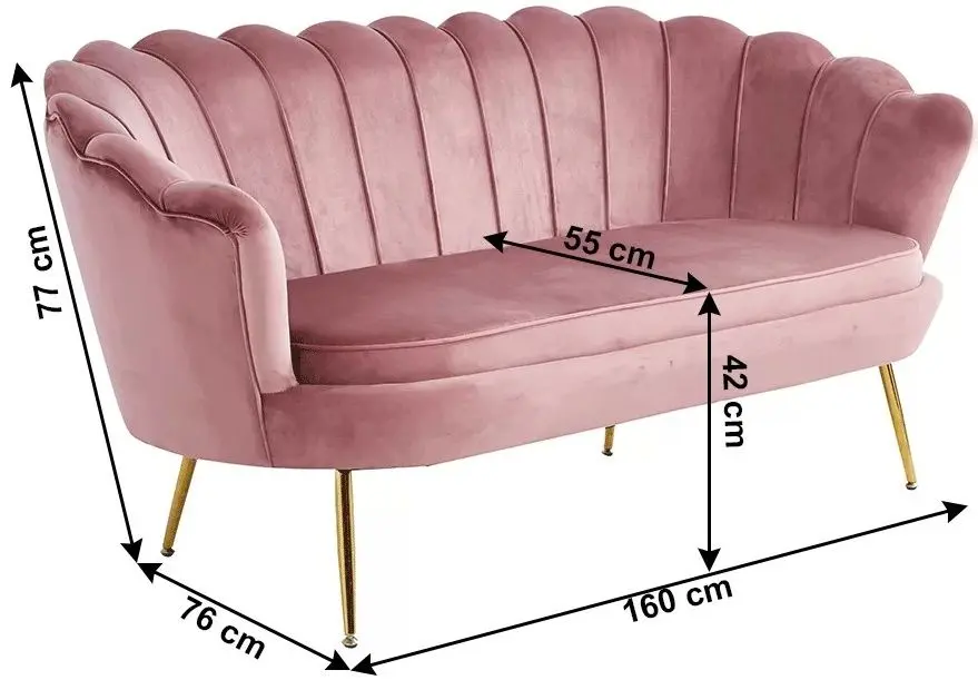 Диван Tempo Kondela Noblin 76x160 (Pink/Golden Chrome)