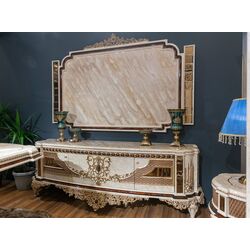 Living Charme&Luxe Furniture Basak №9 (Beige Marble/Gold/Gray) Thumb