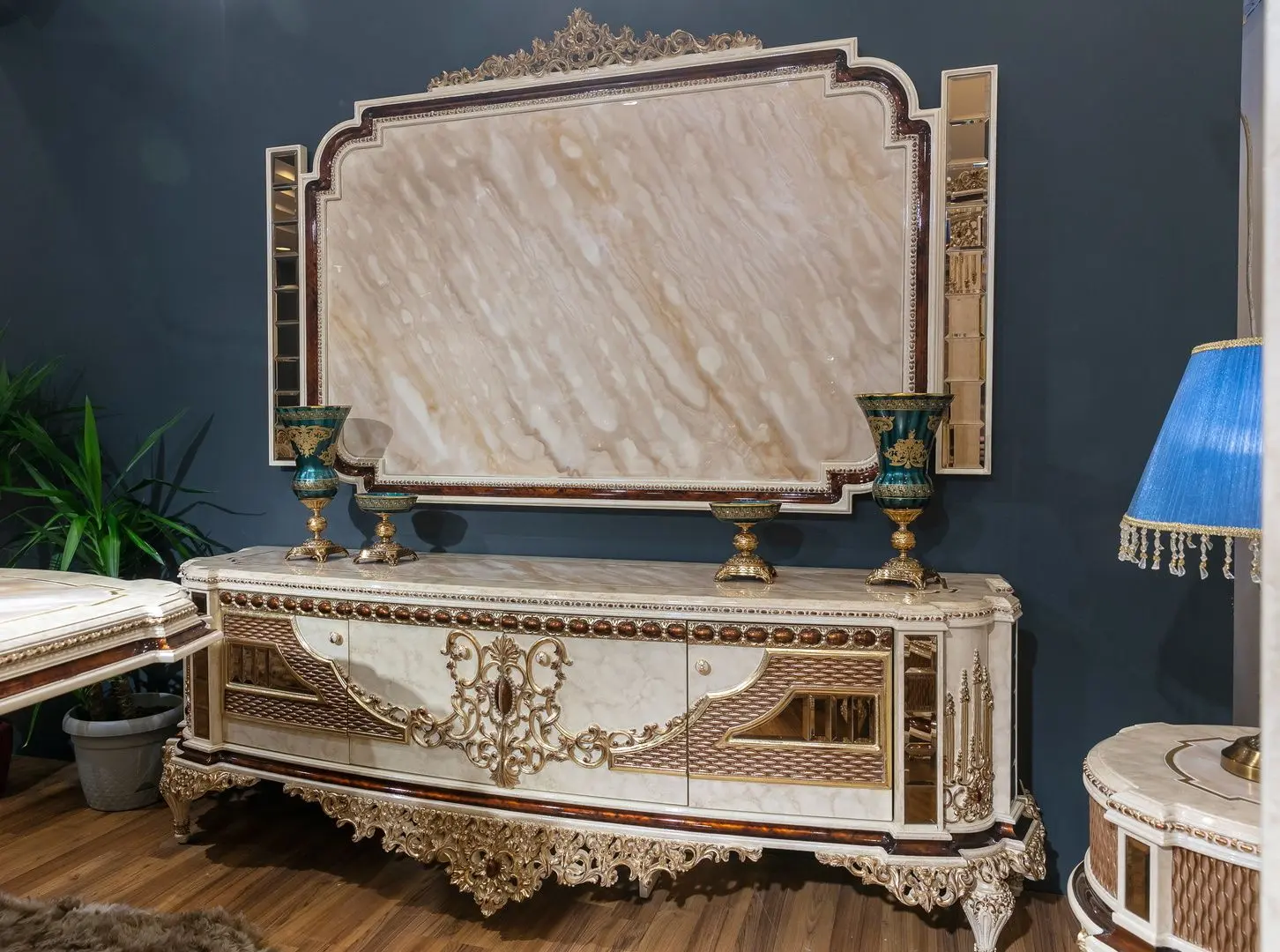 Living Charme&Luxe Furniture Basak №9 (Beige Marble/Gold/Gray)