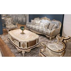 Living Charme&Luxe Furniture Basak №9 (Beige Marble/Gold/Gray)