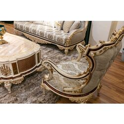Living Charme&Luxe Furniture Basak №9 (Beige Marble/Gold/Gray) Thumb