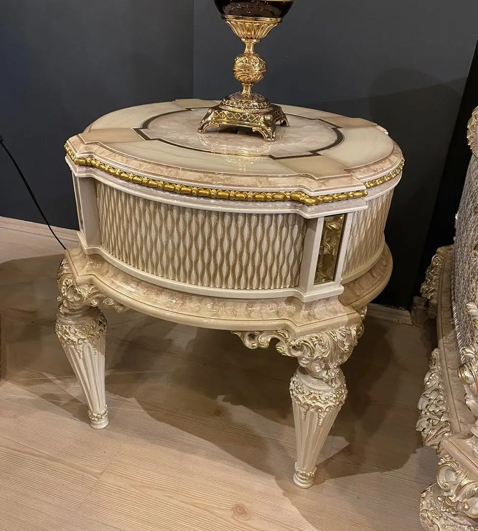 Living Charme&Luxe Furniture Basak №9 (Beige Marble/Gold/Gray)