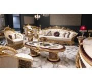 Living Charme&Luxe Furniture Estelya №9 (Beige Marble/Gold/Brown)