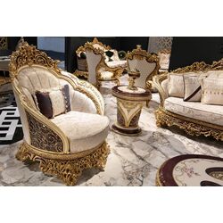 Living Charme&Luxe Furniture Estelya №9 (Beige Marble/Gold/Brown) Thumb