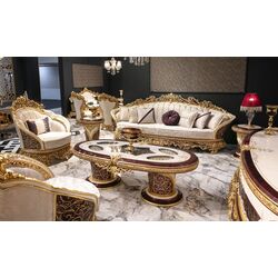 Living Charme&Luxe Furniture Estelya №9 (Beige Marble/Gold/Brown)