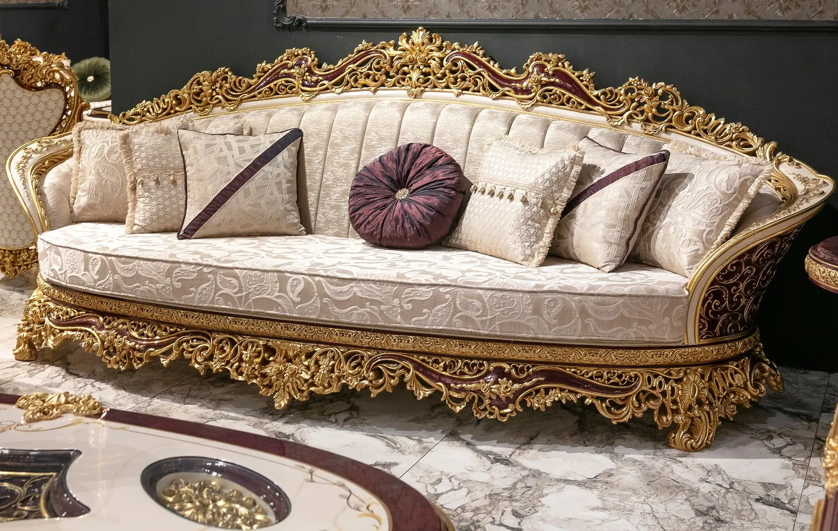 Living Charme&Luxe Furniture Estelya №9 (Beige Marble/Gold/Brown)