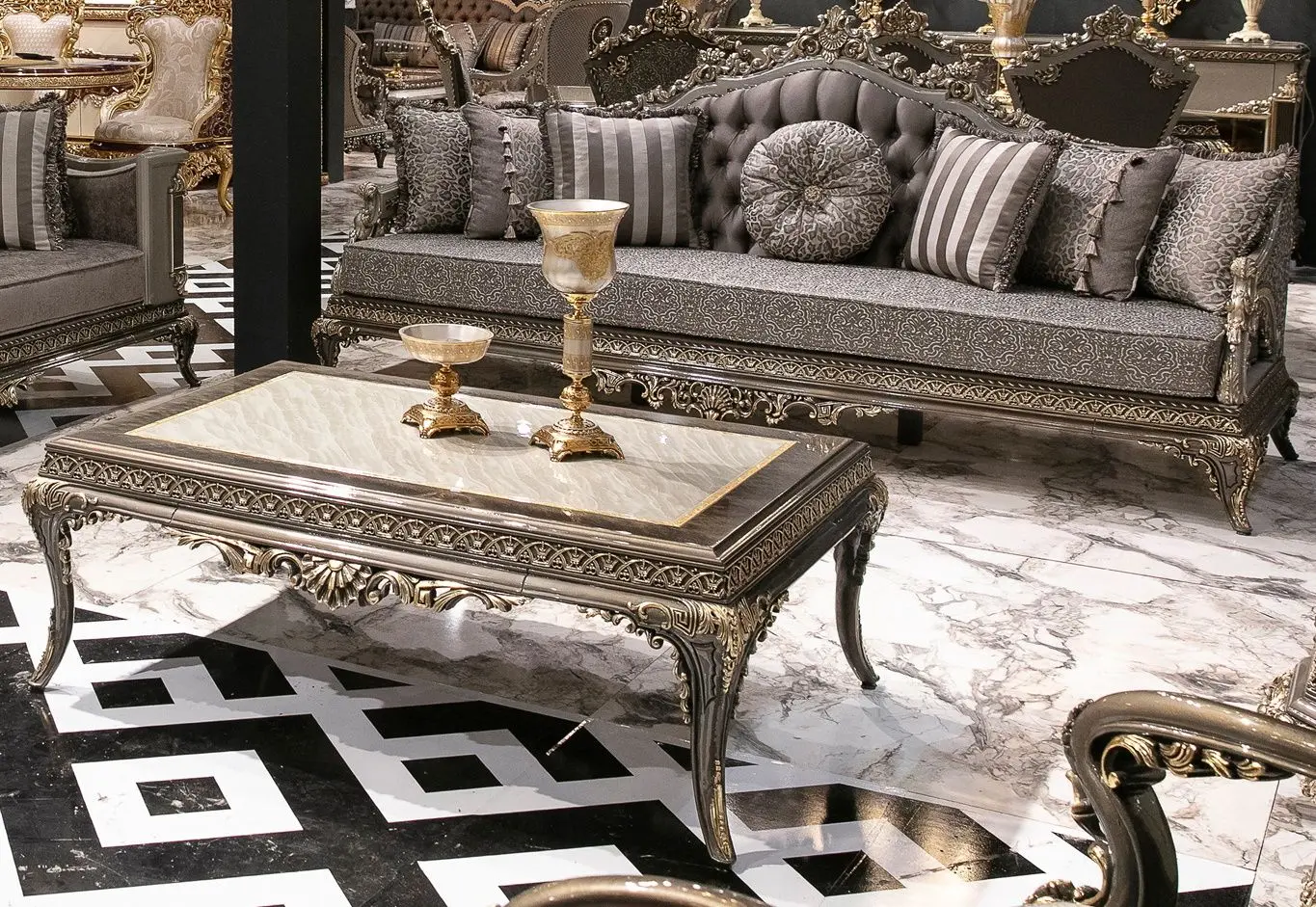 Living Charme&Luxe Furniture Lotus №9 (Gray/Gold/Brown)