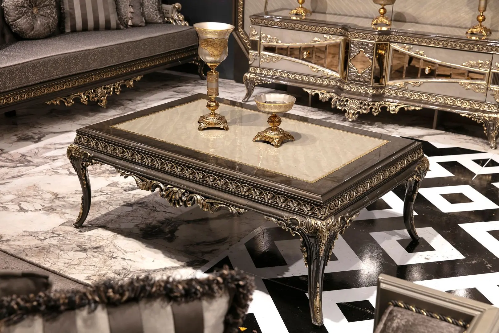 Living Charme&Luxe Furniture Lotus №9 (Gray/Gold/Brown)