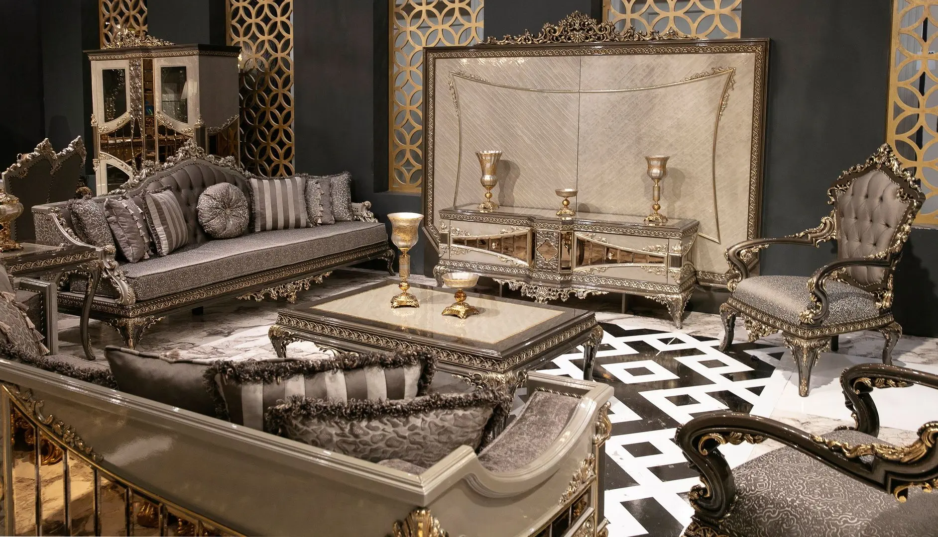 Living Charme&Luxe Furniture Lotus №9 (Gray/Gold/Brown)