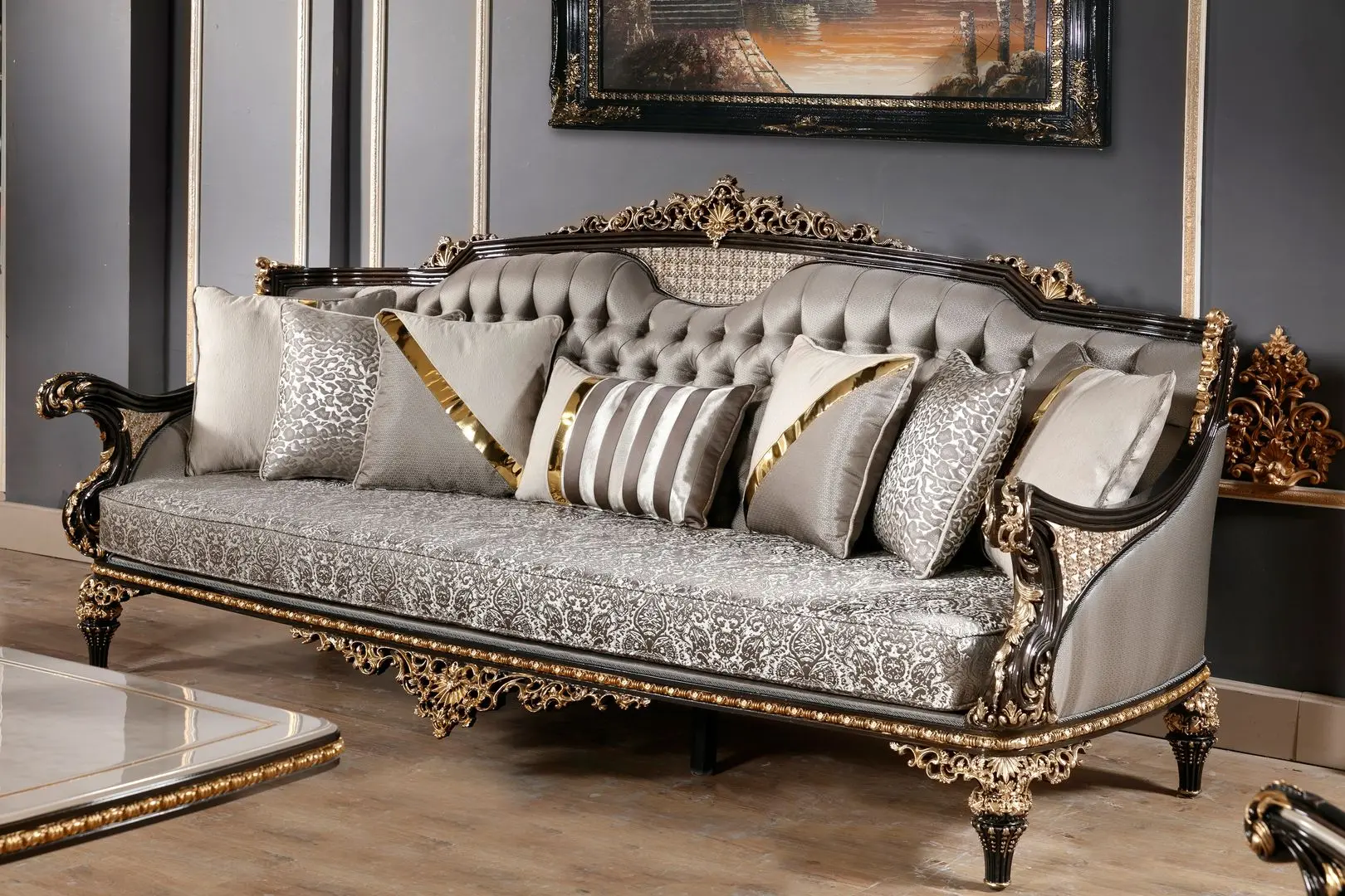 Living Charme&Luxe Furniture Manolya №9 (Chocolate/Gold/Gray)