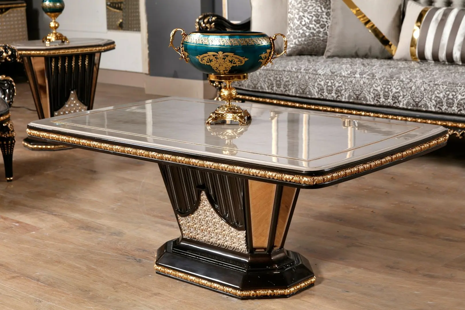 Living Charme&Luxe Furniture Manolya №9 (Chocolate/Gold/Gray)