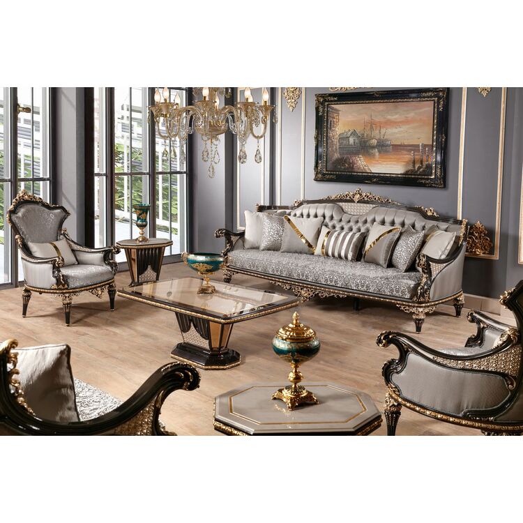 Гостиная Charme&Luxe Furniture Manolya Nr.9 (Chocolate/Gold/Gray)