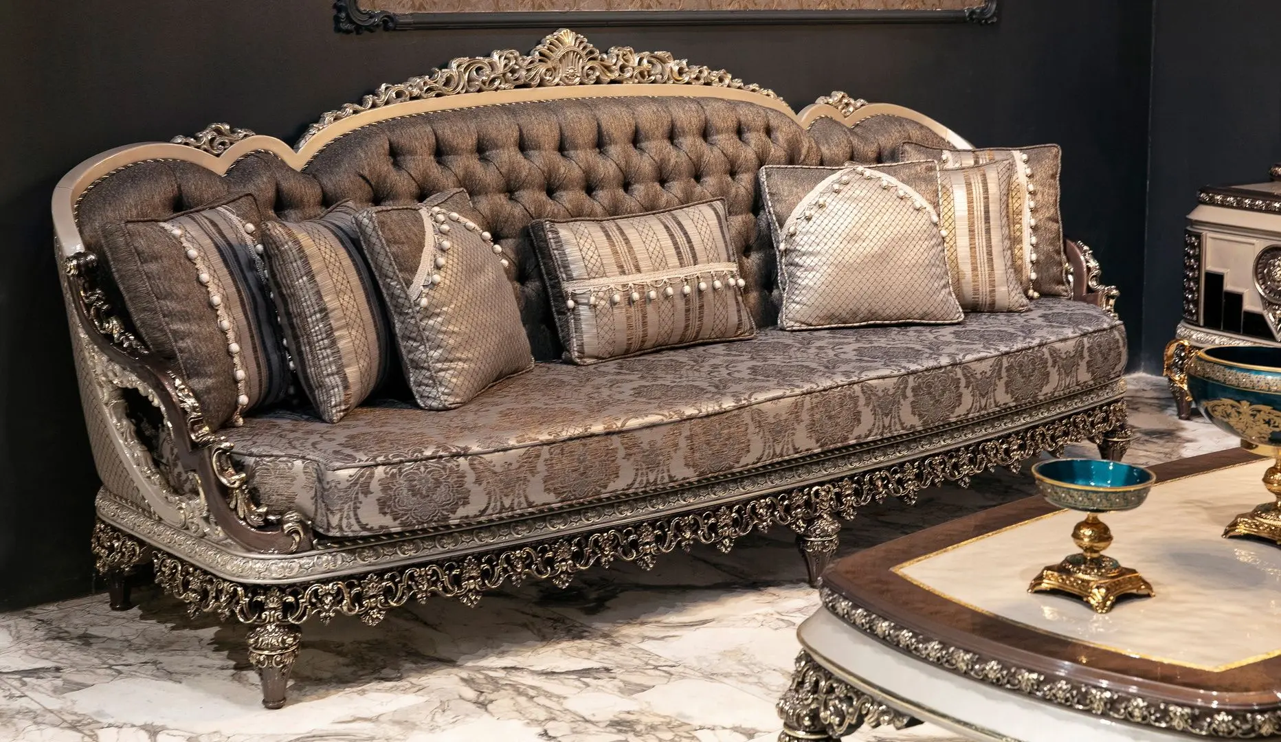 Living Charme&Luxe Furniture Nida №9 (Gray/Gold/Brown)