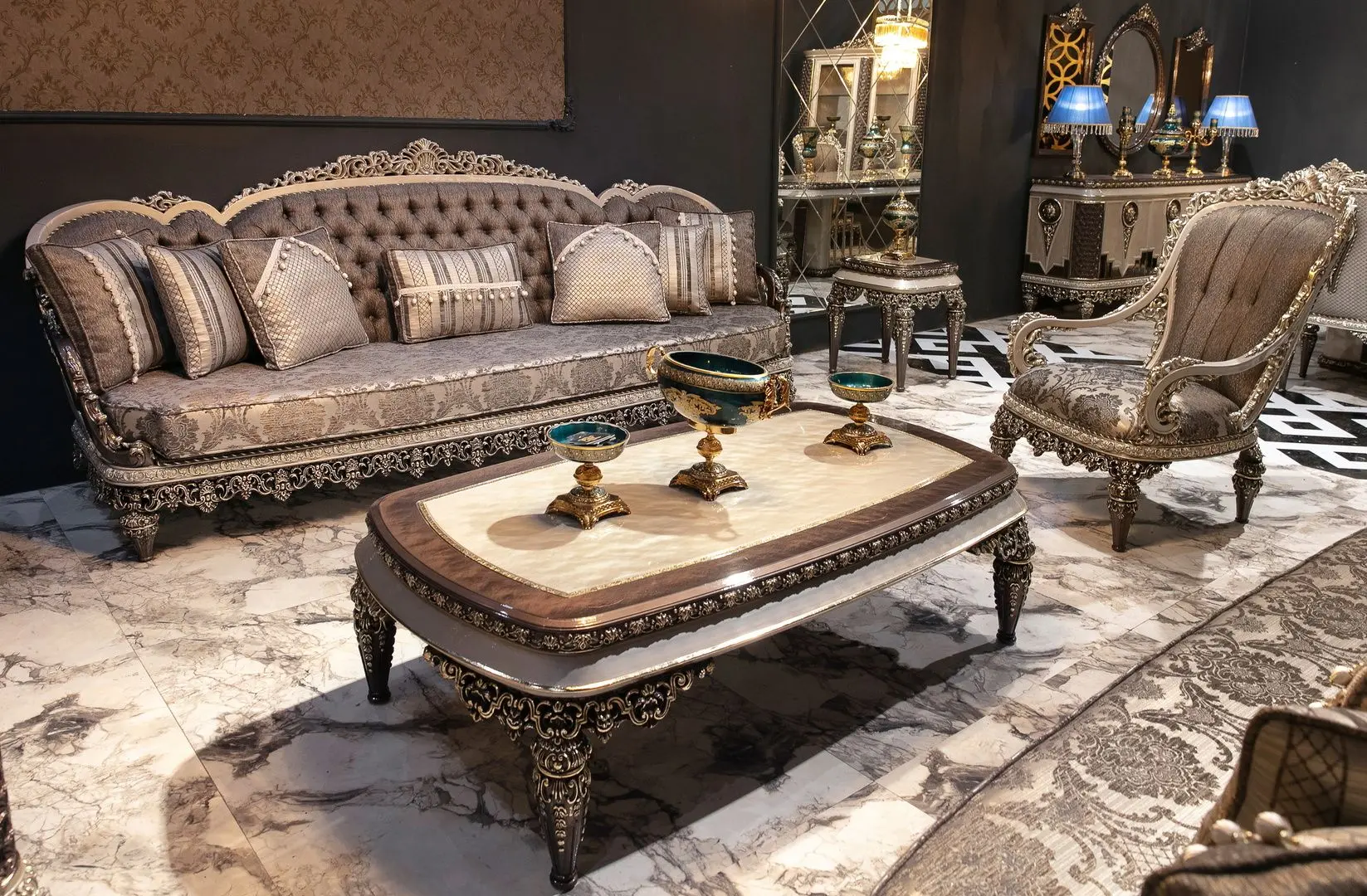 Living Charme&Luxe Furniture Nida №9 (Gray/Gold/Brown)