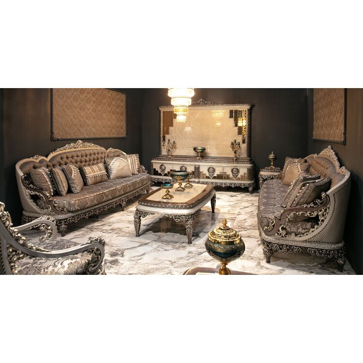 Гостиная Charme&Luxe Furniture Nida Nr.9 (Gray/Gold/Brown)