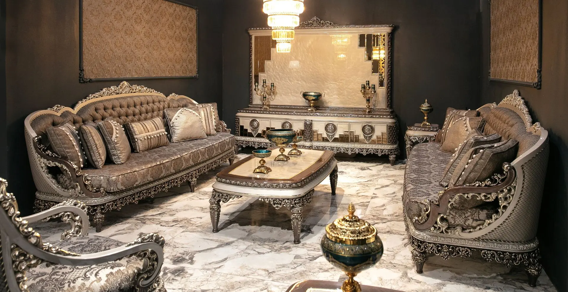 Living Charme&Luxe Furniture Nida №9 (Gray/Gold/Brown)