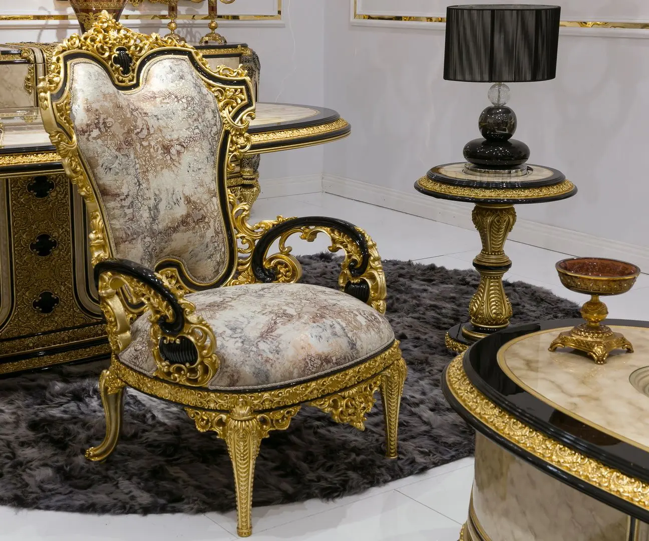 Living Charme&Luxe Furniture Paris №9 (Gold/Gray-Beige/Black)