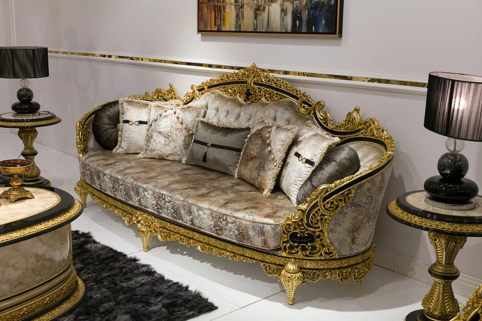 Living Charme&Luxe Furniture Paris №9 (Gold/Gray-Beige/Black)