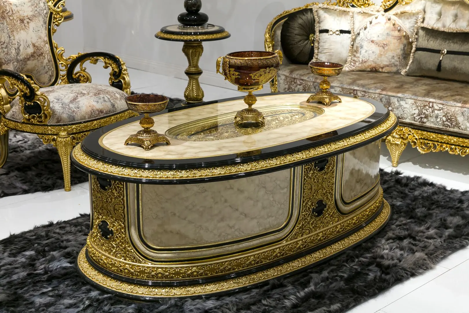 Living Charme&Luxe Furniture Paris №9 (Gold/Gray-Beige/Black)