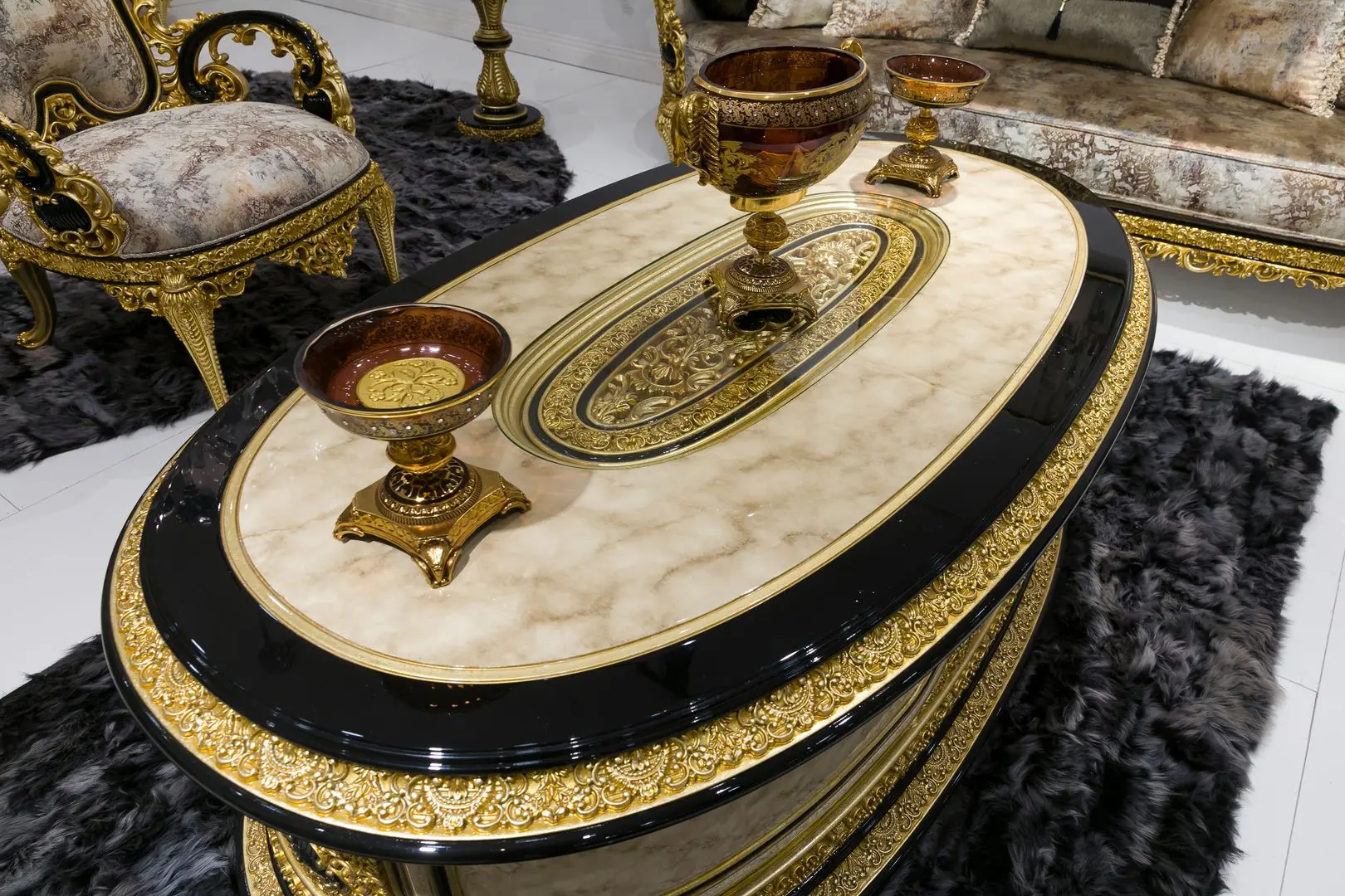 Living Charme&Luxe Furniture Paris №9 (Gold/Gray-Beige/Black)