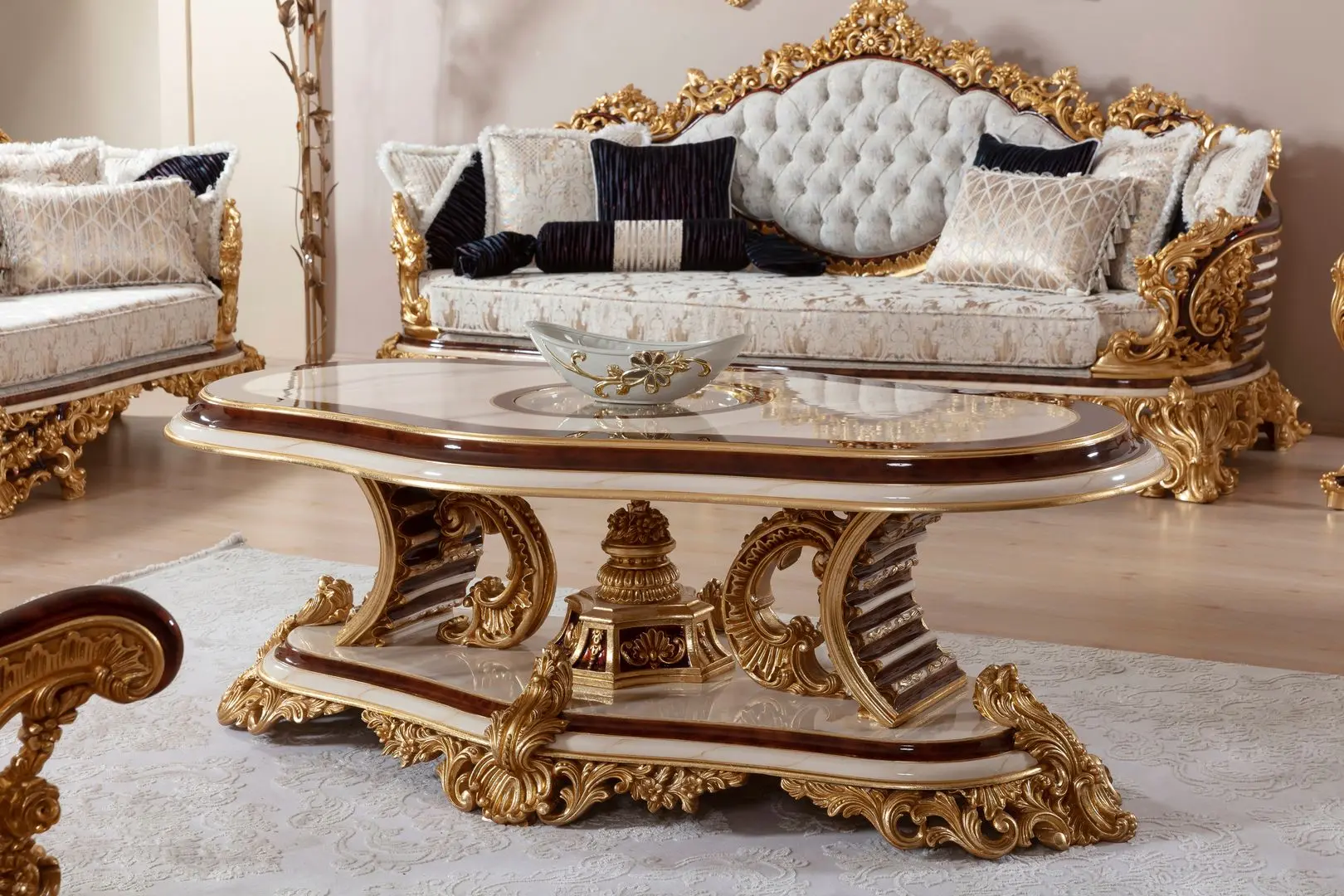 Living Charme&Luxe Furniture Saltanat №9 (Beige Marble/Gold/Brown)