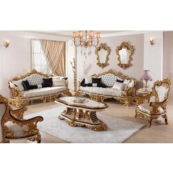 Living Charme&Luxe Furniture Saltanat №9 (Beige Marble/Gold/Brown)