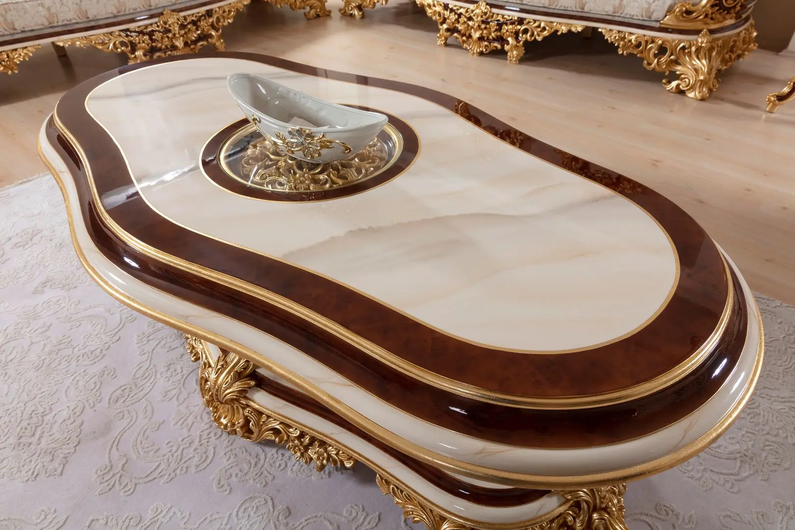 Living Charme&Luxe Furniture Saltanat №9 (Beige Marble/Gold/Brown)