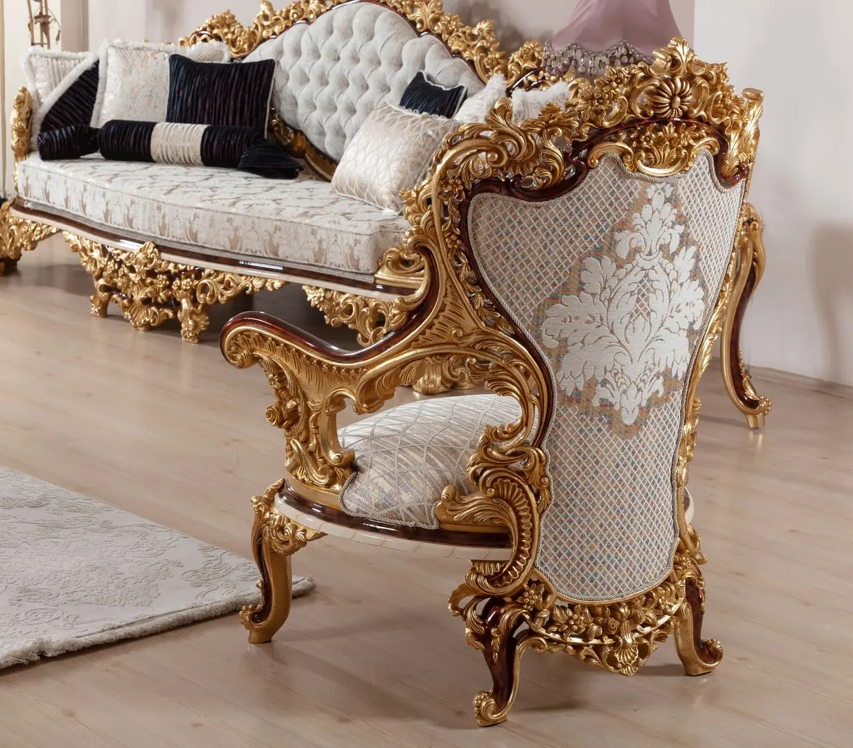 Living Charme&Luxe Furniture Saltanat №9 (Beige Marble/Gold/Brown)