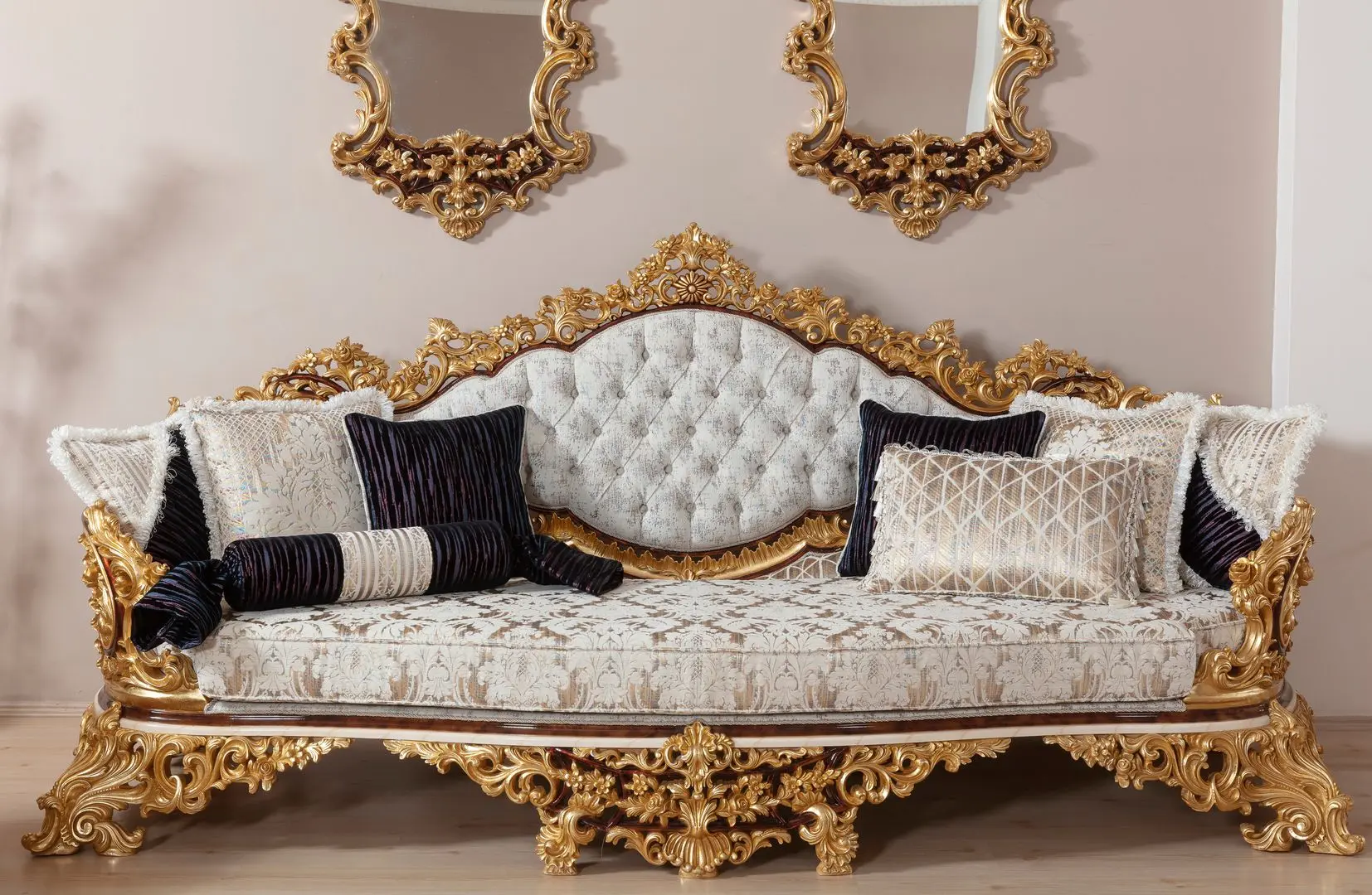 Living Charme&Luxe Furniture Saltanat №9 (Beige Marble/Gold/Brown)