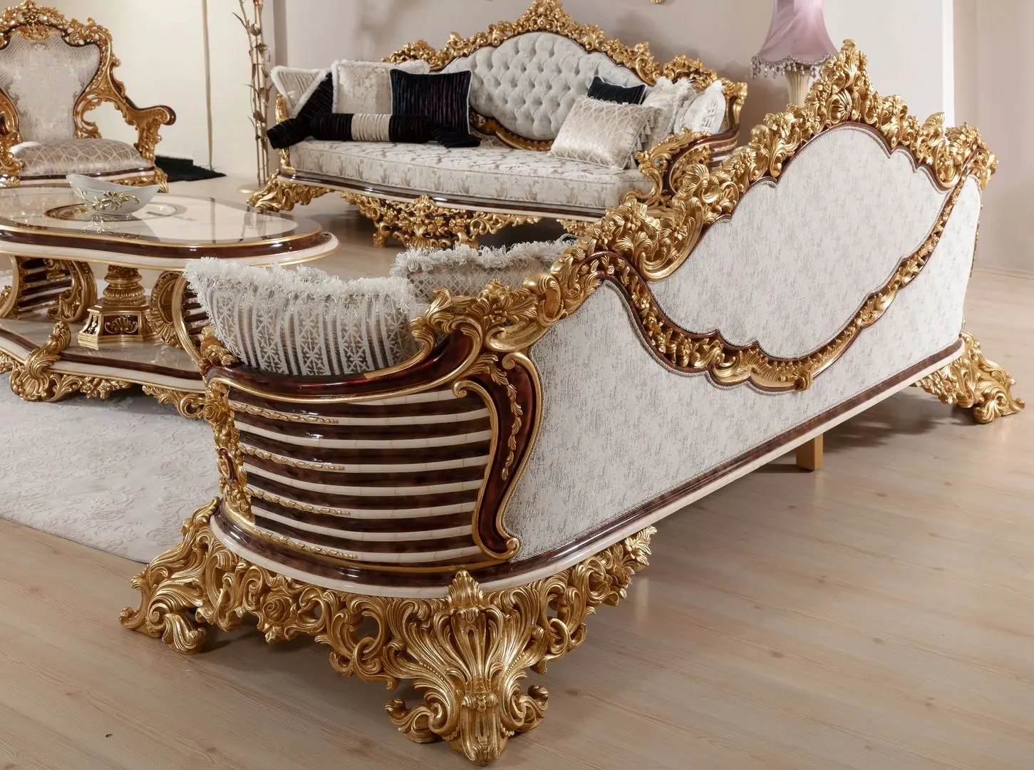 Living Charme&Luxe Furniture Saltanat №9 (Beige Marble/Gold/Brown)