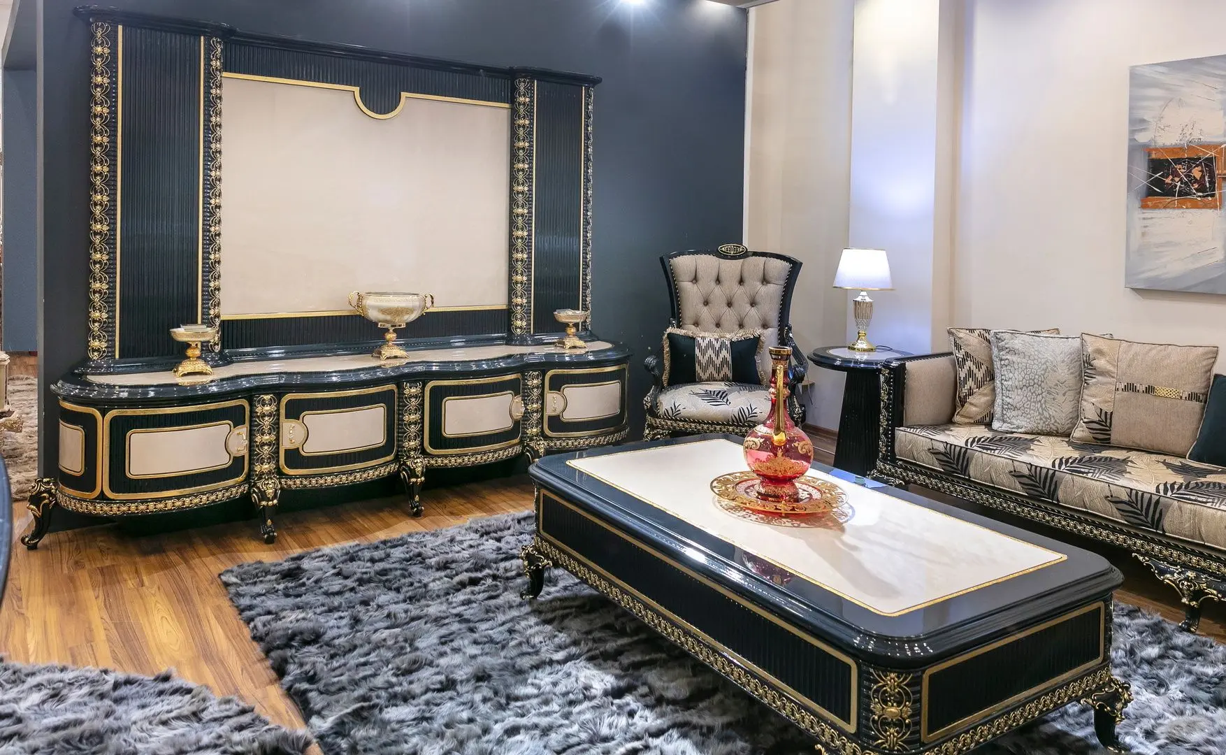 Living Charme&Luxe Furniture Siyah Inci №9 (Black/Beige/Gold)