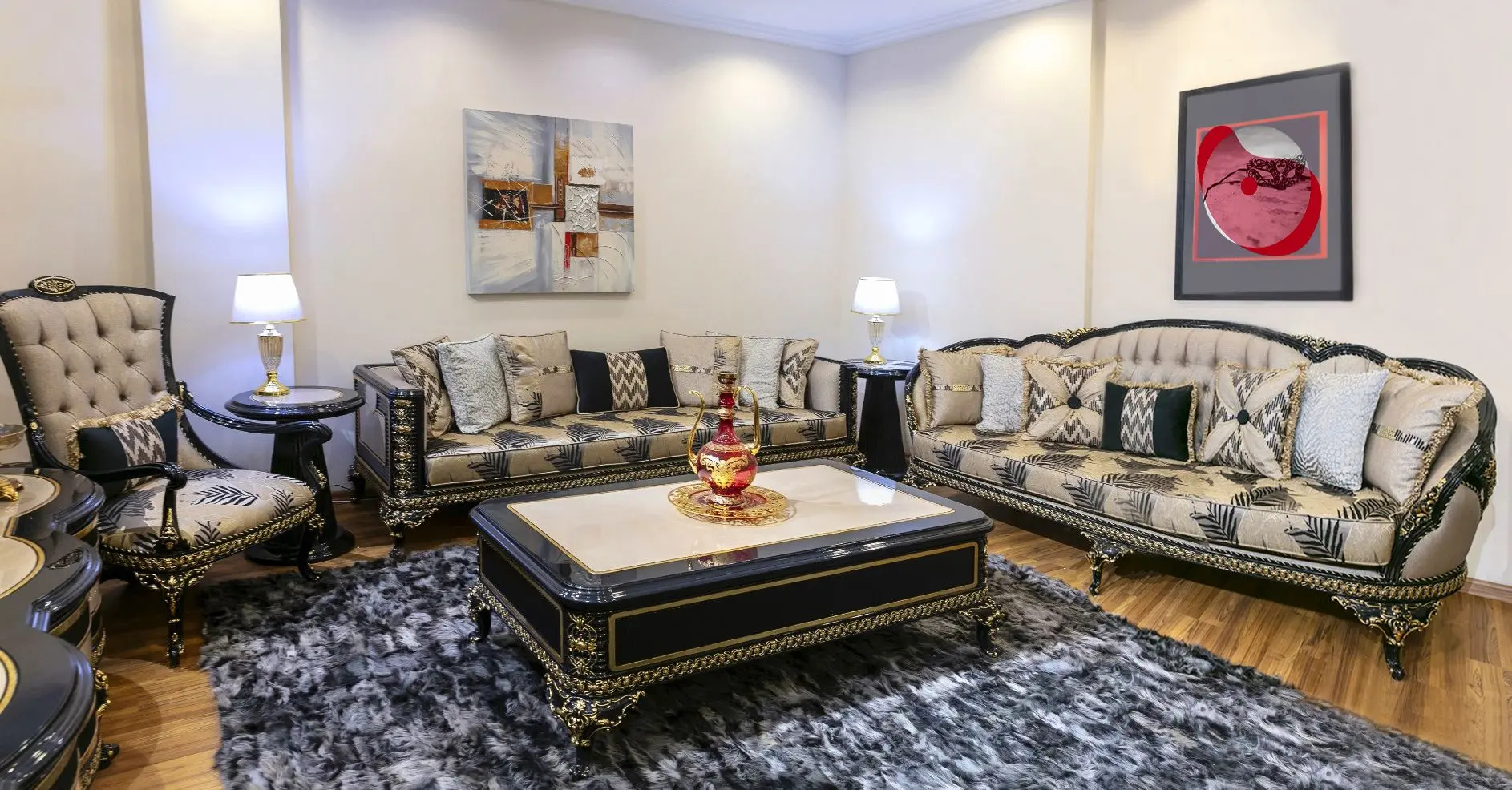 Living Charme&Luxe Furniture Siyah Inci №9 (Black/Beige/Gold)