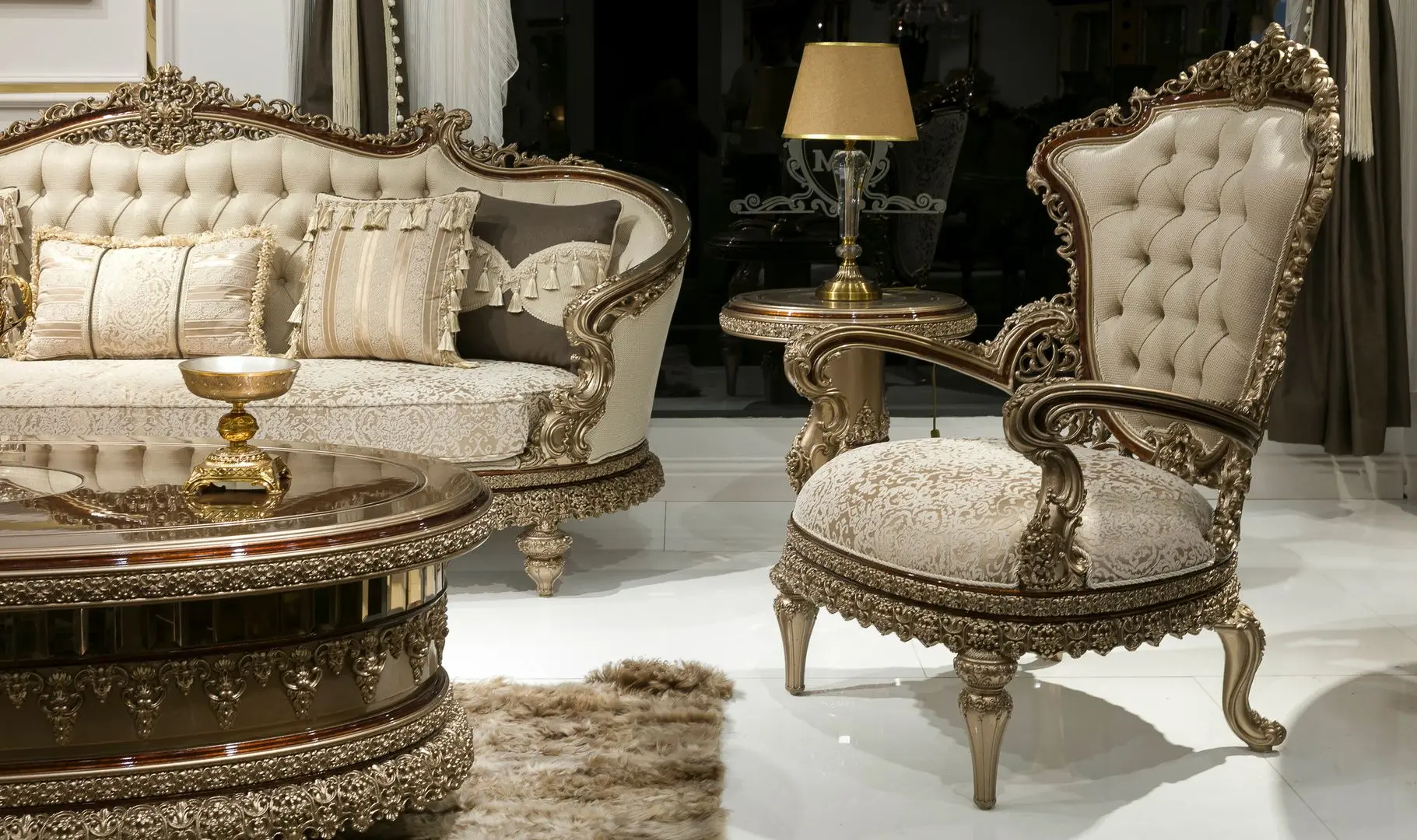Living Charme&Luxe Furniture Venedik №9 (Dark Cappuccino/Gold/Brown)