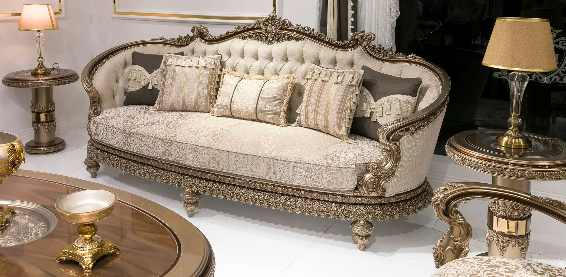 Living Charme&Luxe Furniture Venedik №9 (Dark Cappuccino/Gold/Brown)