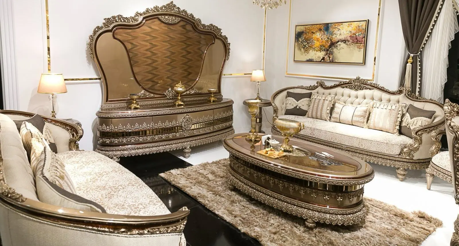 Living Charme&Luxe Furniture Venedik №9 (Dark Cappuccino/Gold/Brown)