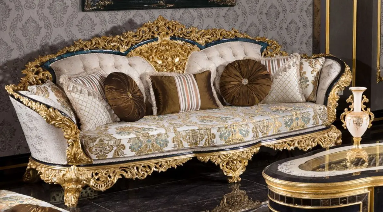 Living Charme&Luxe Furniture Zeren B №9 (Dark Blue/Cream/Gold)