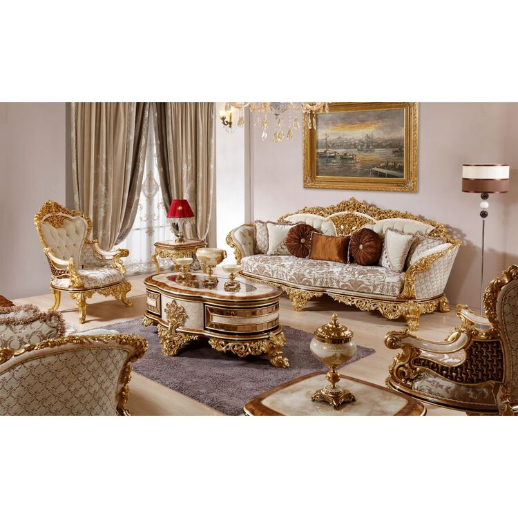 Гостиная Charme&Luxe Furniture Zeren G Nr.9 (Cream/Gold/Brown)