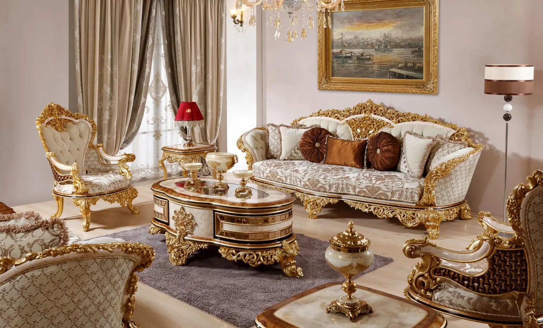 Living Charme&Luxe Furniture Zeren G №9 (Cream/Gold/Brown)