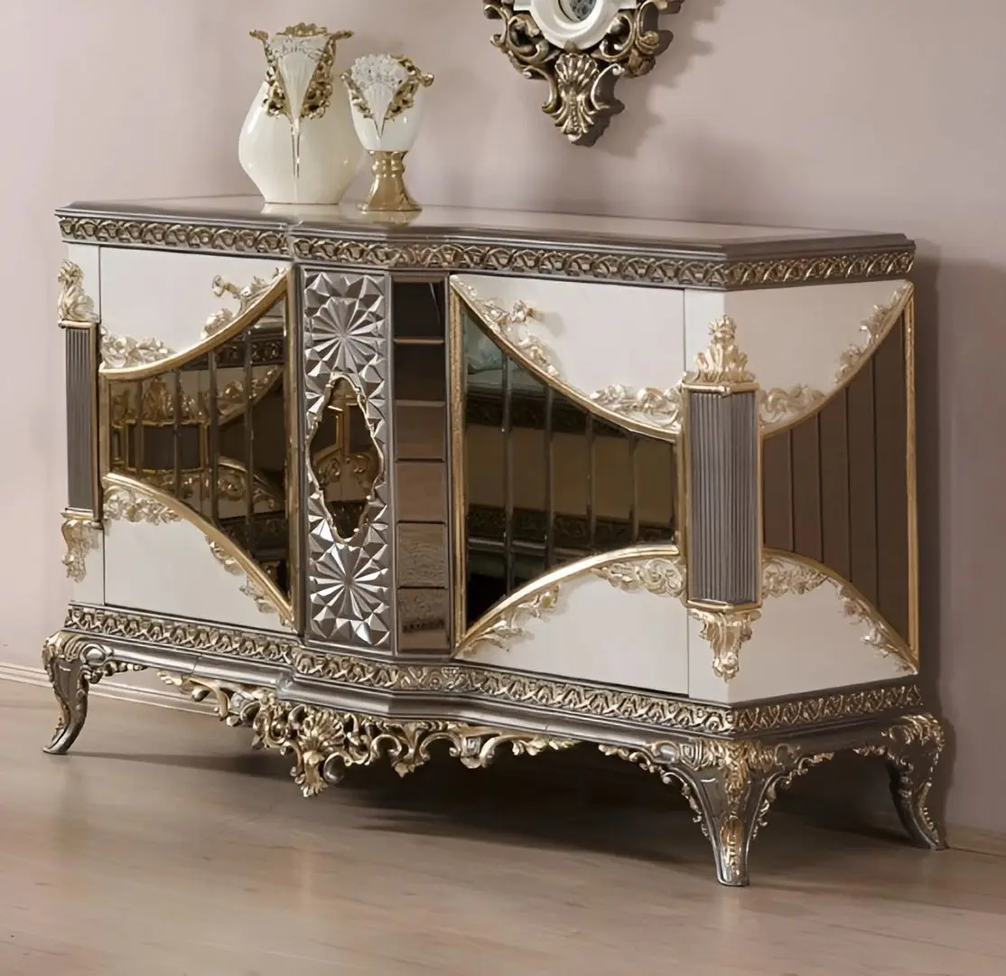 Dormitor Charme&Luxe Furniture Lotus №5 (Gray/Gold/Brown)