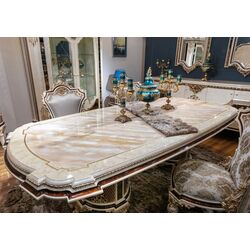 Set de mobilier pentru sufragerie Charme&Luxe Furniture Basak №10 (Beige Marble/Gold/Gray) Thumb