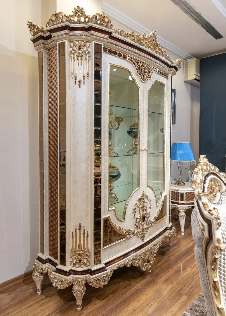 Set de mobilier pentru sufragerie Charme&Luxe Furniture Basak №10 (Beige Marble/Gold/Gray)