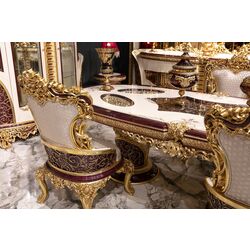 Set de mobilier pentru sufragerie Charme&Luxe Furniture Estelya №10 (Beige Marble/Gold/Brown) Thumb