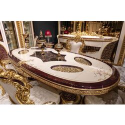 Set de mobilier pentru sufragerie Charme&Luxe Furniture Estelya №10 (Beige Marble/Gold/Brown) Thumb