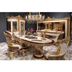 Комплект мебели для столовой Charme&Luxe Furniture Estelya №10 (Beige Marble/Gold/Brown)