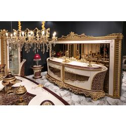 Set de mobilier pentru sufragerie Charme&Luxe Furniture Estelya №10 (Beige Marble/Gold/Brown) Thumb