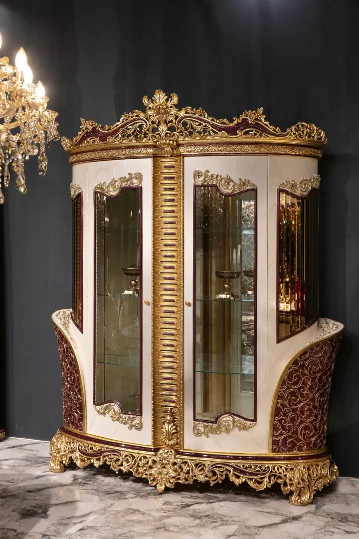 Set de mobilier pentru sufragerie Charme&Luxe Furniture Estelya №10 (Beige Marble/Gold/Brown)